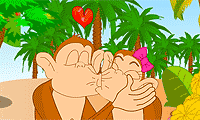 Niedlichen Affen Küssen